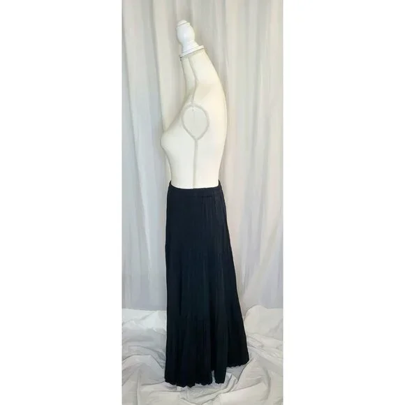 Vintage 90s Y2K Maxi Skirt One Size Black Ruffle Tiered Witchy Goth Whimsigoth - Picture 6 of 11